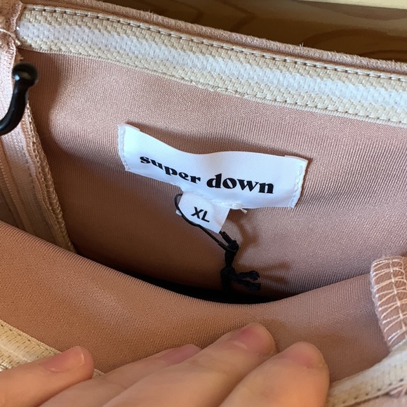 NWT REVOLVE SUPERDOWN Rebecca Strapless Shoulder Ruffle Cream Mini Dress Size XL - Picture 6 of 11